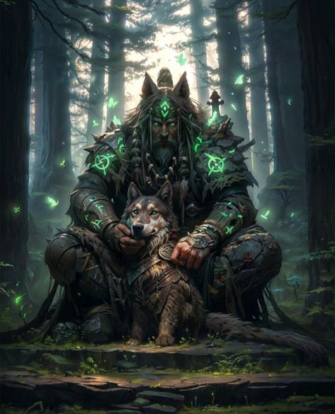 Diablo 4 Druid Art, Psi Warrior Dnd, Barbarian Druid, Forest Shaman, Viking Shaman, Druid Tattoo, Dnd Druid, Viking Character, Wolf Warriors