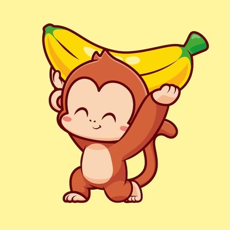 Monkey Cartoon Drawing, Monkey Animation, Cute Monkey Drawing, Chibi Monkey, Monkey Zodiac, Banana Cartoon, Monkey Cute, Monkey Cartoon, Monkey Drawing