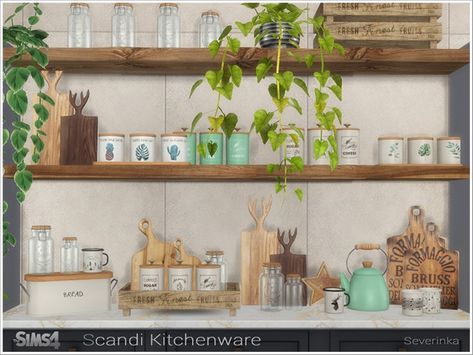 CLUTTER! YAE!! This Kitchen clutter was created by: Severinka! A Featured Artist at TSR! FAV FAV Artist! Sims 4 Kitchen, Sims 4 Clutter, Kitchen Clutter, Wooden Kitchen Utensils, Kitchen Jars, The Sims 4 Download, Sims 4 Downloads, Sims 4 Cc Packs, Sims 4 Cc Furniture