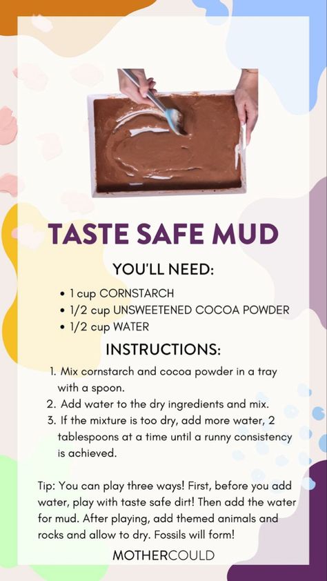 Taste Safe Mud, Easy Toddler Activities, Sensory Crafts, Sensory Activities Toddlers, Baby Play Activities, Toddler Sensory, Tuff Tray, Baby Learning Activities, Daycare Activities