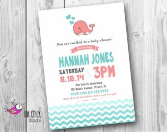 Whale/Beach Baby Shower Invitation - Printable - Digital File Hannah Jones, Beach Baby Showers, Printable Baby Shower Invitations, Beach Baby, Vintage Marketplace, Baby Shower Invitation, Shower Invitation, Baby Shower Invitations, Baby Shower