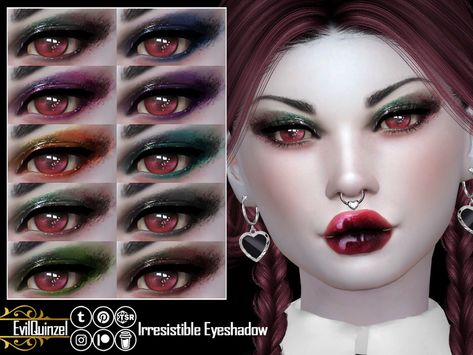 Sims 4 Red Eyeshadow, Sims 4 Red Eyes, Sims 4 Eyeshadow, Cc Makeup, Sims 4 Genetics, Sims 4 Makeup Cc, Mermaid Skin, The Sims 4 Mod, Sims 4 Tattoos