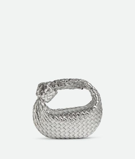 Silver Bottega Bag, Bottega Bag, Mini Jodie, Bottega Veneta Bag, Silver Bag, Gold Shop, Silver Bags, Silver Shop, Looks Chic