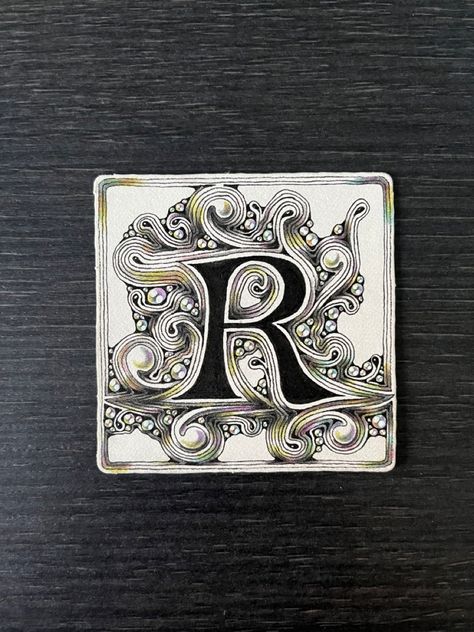 Embedded letter R, for Mother’s Day. Embedded Letters Zentangle, Letter R, Tangled, Mother’s Day, Art Ideas, Art