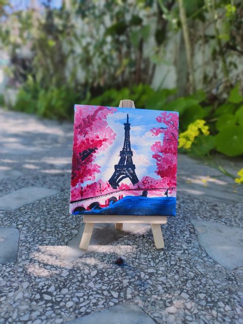 Mini canvas painting . Eiffel tower #love #dream creation Eiffel Tower Canvas Painting, Eiffel Tower Painting Easy, Painting Eiffel Tower, 4 Canvas Paintings, Eiffel Tower Drawing, Eiffel Tower Painting, Paris Canvas, Small Canvas Paintings, Cute Canvas Paintings