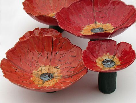 Poppies by Amy Meya: Ceramic Wall Art available at www.artfulhome.com Clay Poppy, Flocks Of Birds, Clay Objects, Poppy Decor, Ceramic Poppies, Ceramic Wall Sculpture, Pottery Handbuilding, Clay Studio, Floral Texture