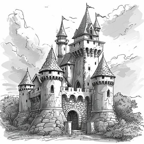 2000+ FREE Printable Castle Coloring Page: 4 Tile size Coloring Pages for Coloring pages for kids #coloringpagesforkids Coloring page for kids #coloringpageforkids Kids coloring page #kidscoloringpage 19.689 Free Coloring Pages For Adults, Castle Sketch, Castle Coloring Page, Castle Tattoo, Castle Drawing, Coloring Pages Winter, Zen Colors, Animals Flowers, Adult Coloring Designs