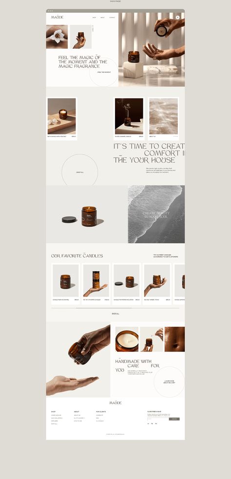 Candle Email Design, Catalogue Layout Design, Minimalism Web Design, Candle Website, Ui Ux Design Inspiration, Modern Website Design, Webpage Design, Modern Website, Website Design Layout