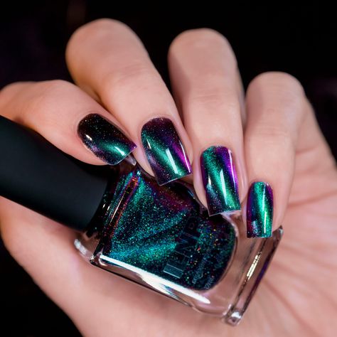 ILNP Deep Space - Teal to Purple Magnetic Holographic Nail Polish Holographic Nail Designs, Ilnp Nail Polish, Love And Deep Space, Boutique Nails, Magnetic Nail Polish, Boho Nails, Shimmer Nail Polish, Nail Shimmer, Holographic Nail Polish