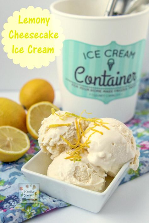 Lemon Ice Cream Recipe, Cheesecake Ice Cream Recipe, Easy Homemade Ice Cream, Fro Yo, Easy Ice Cream Recipe, Delish Desserts, Chilled Desserts, The Best Ice Cream, Lemon Ice Cream