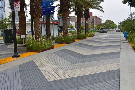 Paver Transition To Concrete, Driveway Pattern, Permeable Driveway, Streetscape Design, Pavement Design, Paving Block, Plaza Design, Paving Pattern, Hotel Facade