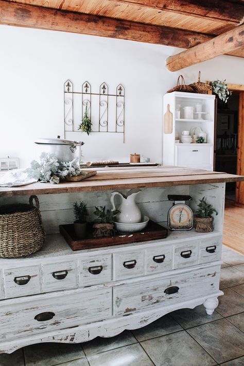 Turn Dresser Into Kitchen Island, Dressers Into Kitchen Islands, Dresser As Kitchen Cabinet, Diy Repurposed Kitchen Island, Salvaged Kitchen Island, Unique Kitchen Island Ideas Farmhouse, Kitchen Using Old Furniture, Dresser Island Kitchen, Dresser In Kitchen Ideas