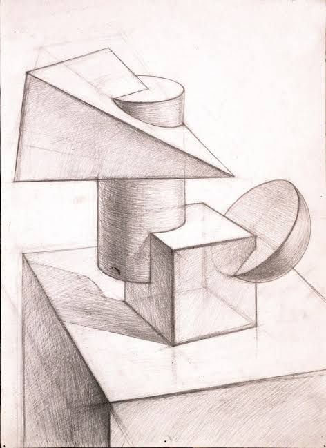 Geometric Shapes Drawing, 3d Geometric Shapes, Composition Drawing, Form Drawing, Perspective Drawing Lessons, Geometric Shapes Art, Graphisches Design, Geometric Sculpture, Geometric Design Art