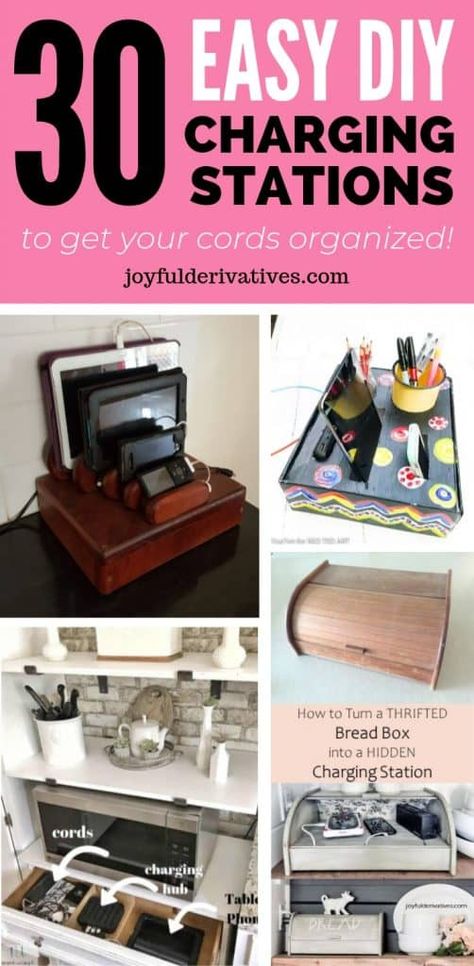 30 Easy DIY Charging Station Ideas for Hiding Cords - Joyful Derivatives Diy Charging Station Ideas, Diy Docking Station, Charging Station Box, Charging Station Ideas, Hiding Cords, Diy Charging Station, Hide Electrical Cords, Grooming Room, Electronic Charging Station