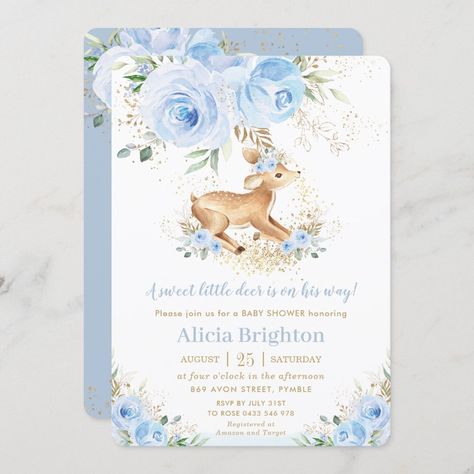 Deer Baby Shower Invitations, Lollipop Party, Deer Baby Showers, Deer Girl, Chic Baby Shower, Deer Fawn, Deer Baby, Woodland Baby Shower Invitations, Floral Baby Shower Invitations