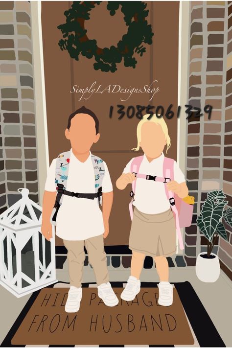 Picture Id Codes, Family Picture Drawing, Custom Illustrated Family Portrait, Illustrated Family Portrait, Family Decal, Picture Codes, Modern Decals, Bloxburg Decals Codes Aesthetic, Preppy Decal