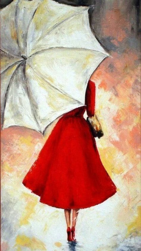 Painting Ideas For Beginners, Painting Ideas, Umbrella, Canvas, Red