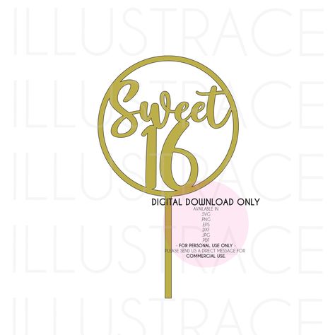 16th Birthday Cake, Cake Topper Svg, Sweet 16 Birthday Cake, 16 Birthday Cake, High School Graduation Party, 16 Birthday, Sweet 16 Birthday, Digital Svg, Milestone Birthdays