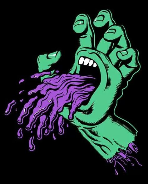 Santa Cruz hand Purple And Green, Graffiti, Paint, Purple, Green