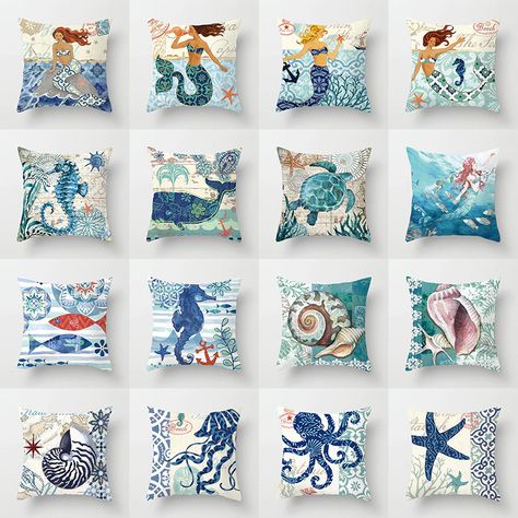 Smarter Shopping, Better Living! Aliexpress.com Octopus Pillow, American Flag Pillow, Cheap Cushion Covers, Ocean Pillows, Marine Organism, Pillow Case Bed, Animal Throw Pillows, Ocean Style, Vintage Cushions