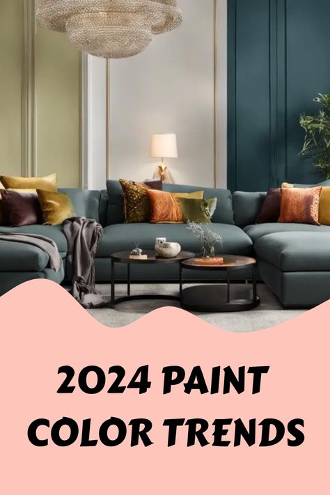 Living Room Colors 2024 Trends, Trending Room Colors, Trend 2024 Interior, Wall Colour Design Paint Colors, Tv Wall Color Ideas Living Room, 2024 Wall Paint Color Trends, 2024 Interior Colour Trends, Colors For 2024 Home, 2024 Trends Interior