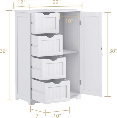 DORTALA Bathroom Floor Cabinet, Side Storage Organizer Cabinet with 1 Cupboard and 4 Drawers, Wooden Free Standing Storage Cabinet with Adjustable Shelf in 3 Positions for Living Room, Bathroom, Grey : Amazon.ca: Home Bathroom Cabinet Storage, Freestanding Bathroom Shelves, Bathroom Clutter, Freestanding Bathroom Storage, Entryway Cabinet, Wooden Drawer, Bathroom Floor Cabinets, Wooden Storage Cabinet, Floor Cabinet