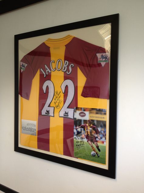 Framed Shirts Display, Garden Office Ideas, Bradford City, Tshirt Display, Shirt Display, Picture Framing, Garden Office, Office Ideas, Football Shirt