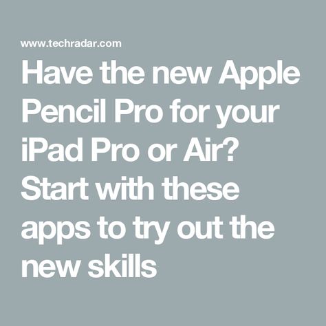 Have the new Apple Pencil Pro for your iPad Pro or Air? Start with these apps to try out the new skills Apple Pencil Pro, Ipad Pro Pencil, Apple Pencil Ipad, Tech Ideas, Best Vpn, New Skills, Streaming Tv, Best Apps, Apple Pencil