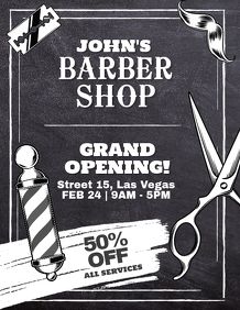 200+ Barber Customizable Design Templates | PosterMyWall Barbershop Grand Opening Ideas, Barber Shop Names, Shop Grand Opening, Barber Poster, Barber Shop Logo, Grand Opening Flyer, Beard Wallpaper, Work Posters, Barber Logo