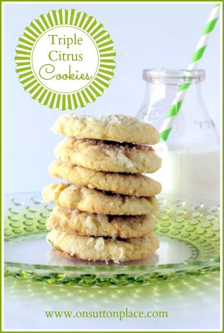 Triple Citrus Cookies - On Sutton Place Citrus Cookies, Citrus Desserts, Sutton Place, Bar Cookies, Cookie Desserts, Decadent Desserts, Guest Post, Yummy Cookies, Cookie Recipe