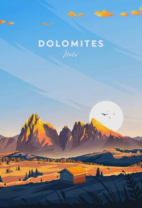 Dolomites Italy, American Illustration, Travel Things, Beer Pong, Youtube Thumbnail, Travel Wall Art, Travel Wall, Cover Page, Art Travel