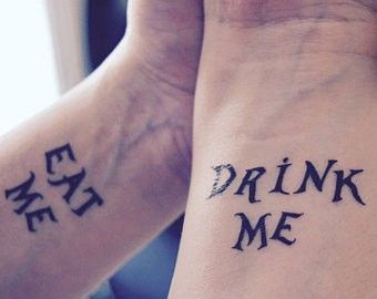 Drink Me Tattoo Wonderland, Eat Me Drink Me Tattoo, Drink Me Tattoo, Alice In Wonderland Tattoo, Alice And Wonderland Tattoos, Me Tattoo, Eat Me Drink Me, Alice In Wonderland Inspired, Wonderland Tattoo