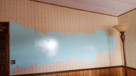 How to Update Vinyl Walls in Mobile Homes - Mobile Home Living Singlewide Remodel, Beach Mobile Home, Single Wide Trailer Remodel, House On Land, Ceiling Tiles Bathroom, New Home Ideas Decorating, Single Wide Trailer, Beach Mobile, Painting Shiplap