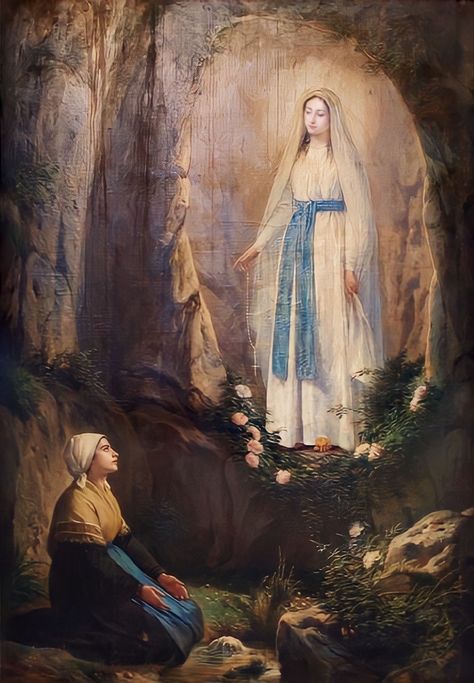 St Bernadette Of Lourdes, مريم العذراء, Virgin Mary Art, San Domenico, Blessed Mary, Religious Pictures, Mother Art, Catholic Images, Lady Of Lourdes