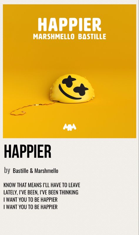 minimal poster of the song happier by bastille & marshmello Marshmello Aesthetic, Song Albums, Happier Marshmello, Songs Ideas, Bastille Band, Nostalgic Songs, Minimalist Music, Believe In Yourself Quotes, Music Poster Ideas