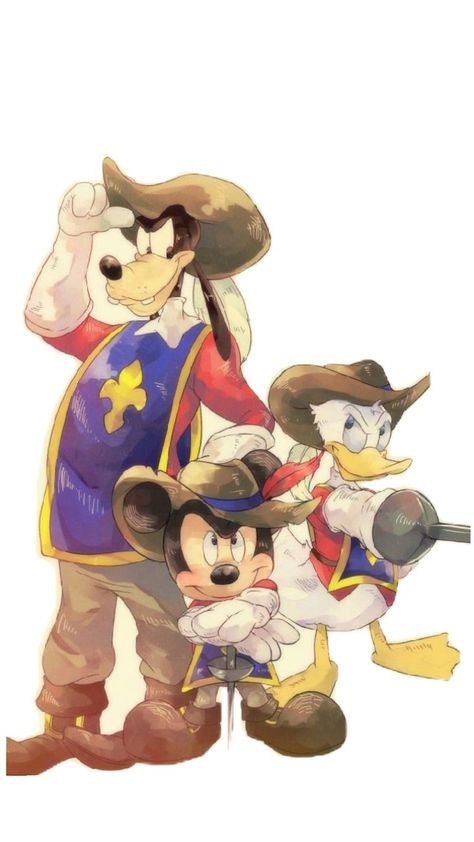 Disney Three Musketeers, Mickey Three Musketeers, Mickey Mouse Three Musketeers, Mickey Goofy And Donald, Mickey Donald Goofy The Three Musketeers, Goofy Fanart, Mickey And Donald, The Three Amigos, Dibujos Toy Story