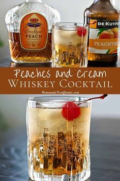 Crown Royal Peach Drinks Recipes, Crown Royal Peach, Whiskey Drinks Recipes, Crown Royal Drinks, Peach Whiskey, Peach Drinks, Coctails Recipes, Whiskey Cocktail, Homemade Cocktails