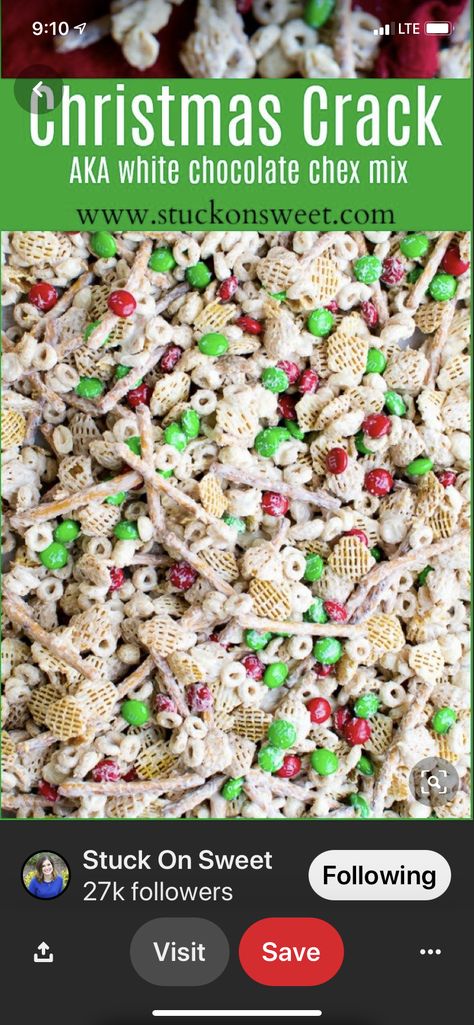 Chex Mix Recipes Christmas, Christmas White Chocolate, White Chocolate Chex Mix, Chocolate Chex Mix, Christmas Snack Mix, Chex Mix Christmas, Chex Mix Recipe, Chocolate Chex, Chex Mix Recipes