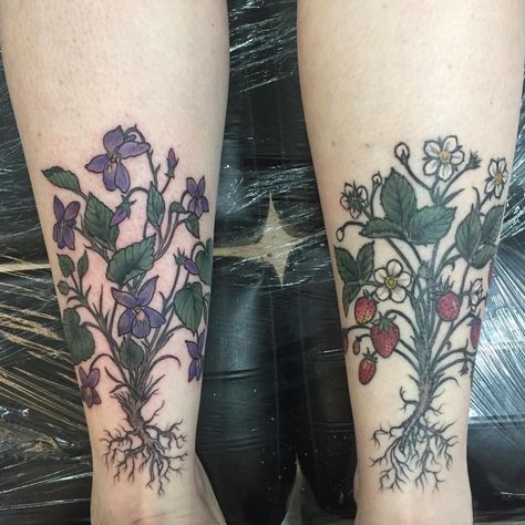 Harriet Hapgood. Botanical Tattoos. London UK on Instagram: “Finished Karinas botanical violet and strawberry calf piece today ! Healed on the right 🍓🍓🍓” Botanical Tattoos, Strawberry Tattoo, Botanical Tattoo, Nail Tattoo, London Uk, Makeup Nails, Flower Tattoo, Good Times, Hair Makeup