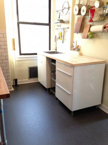 Temporary Floors | Renters Floors | NYC Rental Decorating Solutions Temporary Flooring, Kitchen Floors, Faux Walls, Rental Kitchen, Rental Apartment, Black And White Tiles, Flooring Store, Rental Decorating, Throw Rug