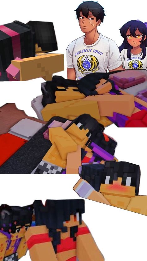 Minecraft people from  aphmau mystreet and Phoenix drop high Aphmau X Aaron, Aaron And Aphmau, Aphmau Wallpaper, Aphmau My Street, Aarmau Fanart, Aphmau Fanart, Aphmau And Aaron, Aphmau Characters, Aphmau Fan Art