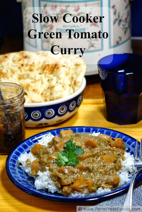 Green Tomato Curry, Squash Thanksgiving, Lunch Board, Slow Cooker Curry, Buttercup Squash, Green Tomato Recipes, Tomato Curry, Thanksgiving Recipe, Curry Dishes