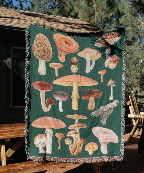 Artist Designed Goods.’s Instagram profile post: “wilderness buddies 🍄 . . . . . . . . #funghi #fungi #mushrooms #fungifriday #forage #mushroomdecor #mushroommerch #mushroomtrend…” Mushroom Blanket, Mushroom Tapestry, Watercolor Mushroom, Blue Mushroom, Art Mushroom, Tapestry Hanging, Navy Blue Wall Art, Tapestry Woven, Woven Wall Art