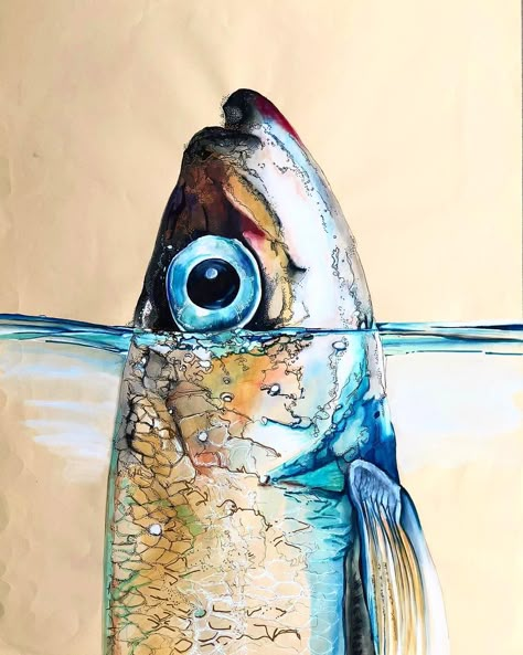 Watercolour Fish, Fish Artwork, Spiritual Paintings, Fishing Art, Sea Life Art, Fairy Art Dolls, Water Drawing, Modern Art Paintings Abstract, Fish Drawings