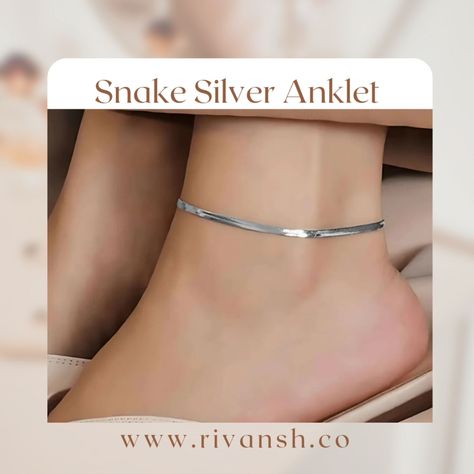 SNAKE SILVER ANKLET ✨ Crafted with 925 Silver ✨ Modern sleek design ✨ Hallmarked ✨ 6 months warranty | COD available | 7 days Return Shop now - www.rivansh.co 🛒 #silveranklet #hallmark #rivansh #wedding Anklet Jewelry Silver, Anklets Design, Snake Anklet, Silver Anklets Designs, Anklet Designs, Silver Anklet, Sterling Silver Anklet, Silver Anklets, Design Silver