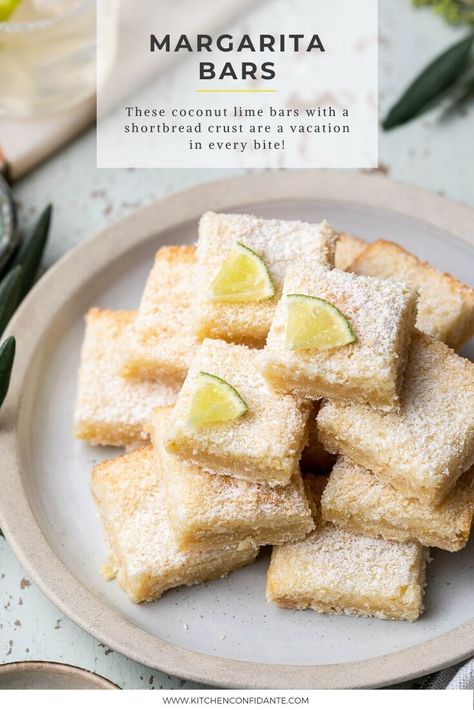 Deserts With Lime, Lime Coconut Dessert, Key Lime Cookie Bars, Salted Margarita Bars, Recipes Using Limes, Recipes With Limes, Florida Desserts, Lime Baking, Coconut Lime Bars