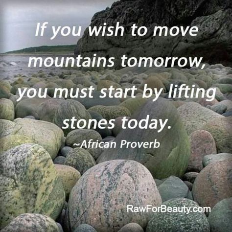 "If you wish to move mountains tomorrow, you should start by lifting stones today." African Quotes, Pic Art, African Proverb, Proverbs Quotes, Move Mountains, Logo Black, Quotable Quotes, A Quote, Art Logo