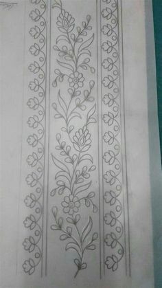 Khakha Designs Border, Embroidery Pattern Design, Border Embroidery Designs, Bead Embroidery Patterns, Border Embroidery, Hand Work Embroidery, Embroidery Neck Designs, Pola Sulam, Embroidery Flowers Pattern