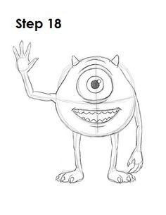 Disney Character Drawings, Easy Disney Drawings, Disney Drawing, Cartoon Drawings Disney, Disney Drawings Sketches, Cartoon Drawing Tutorial, Easy Drawing Tutorial, Character Drawings, Mike Wazowski