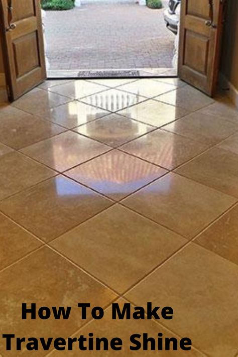 Check this pin to learn How to make travertine shine #travertine #shine #home. How To Seal Travertine Tile, Master Bath With Travertine Floors, Polished Travertine Floors, How To Clean Travertine Tile Showers, How To Clean Travertine Floors, Travertine Entryway, Travertine Bathroom Floors, Travertine Bathroom Update, Shiny Tile Floors